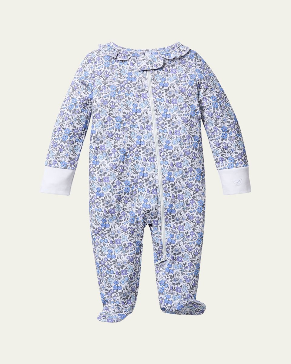 Girl's Fleur d'Azur Printed Footie, Size Newborn-9